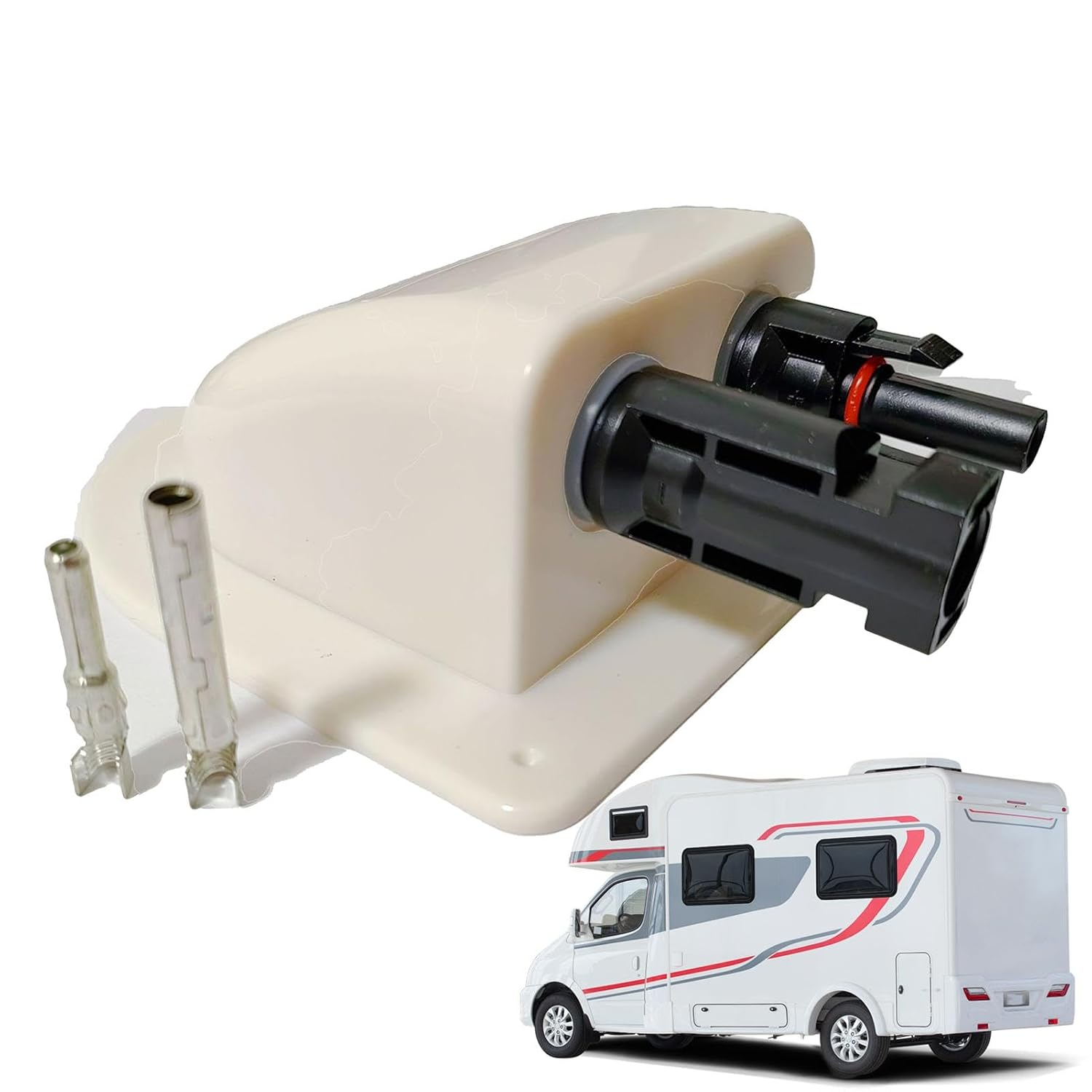 Double Cable Entry Housing,Photovoltaic Waterproof Junction Cable Gland Box - Intelligent Protection Photovoltaic Connector Waterproof Box for Motorhomes, RV, Caravans, Boats