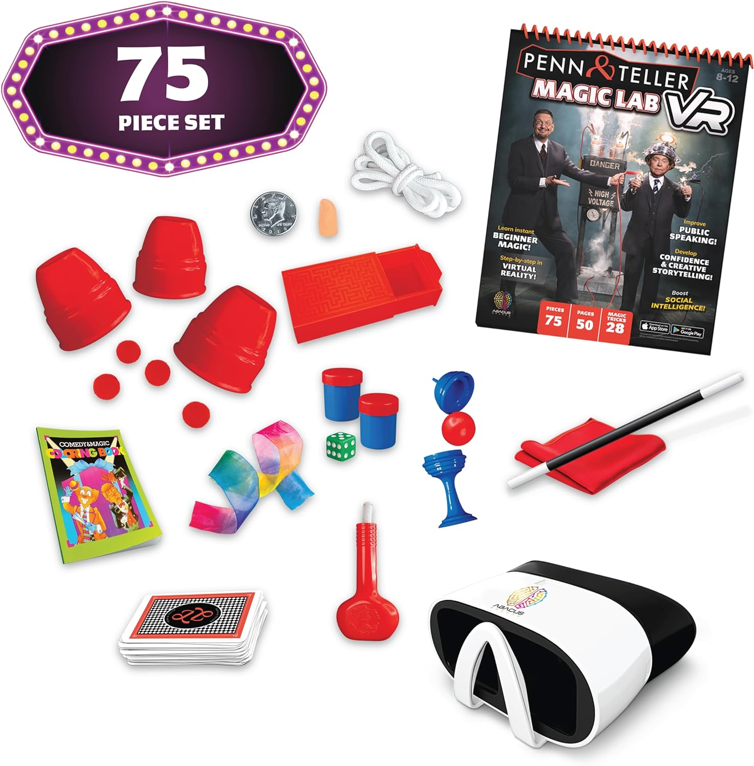 Penn & Teller Magic Lab VR &ndash; Virtual Reality Set for Kids Age 8+ with 25+ Tricks, 28-Piece Kit & 40-Page Book &ndash; Learn Magic, Build Confidence & Entertain Friends image number 1