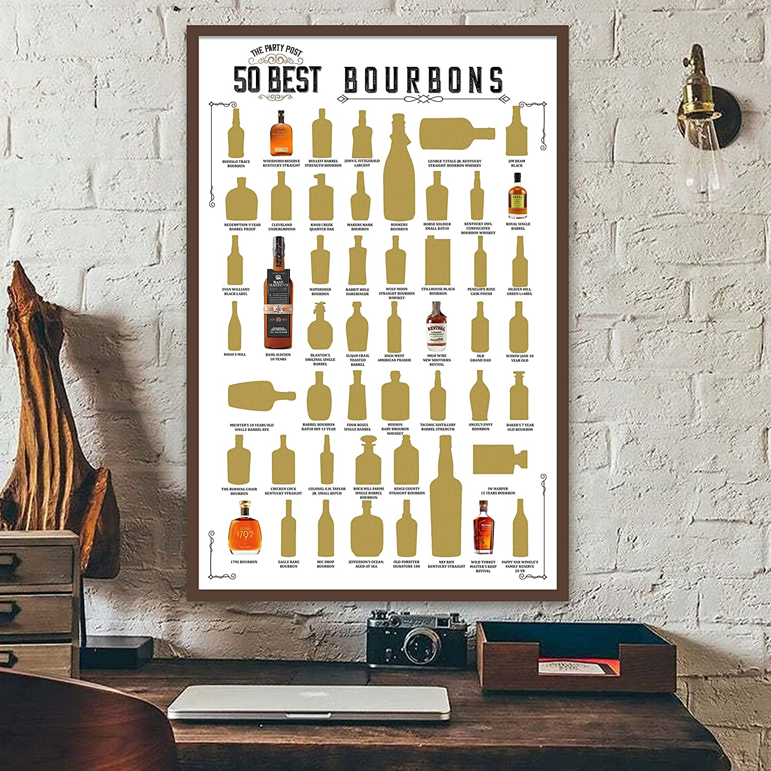 Bourbon Scratch off Poster - Top 50 Bourbons Bucket List Banner. Home Decoration Wall Sign. Birthday Gift Ideas for Her or Him. Man Cave, Bar & Pub Art Supplies 11X17 in Best 50 Bourbons image number 4
