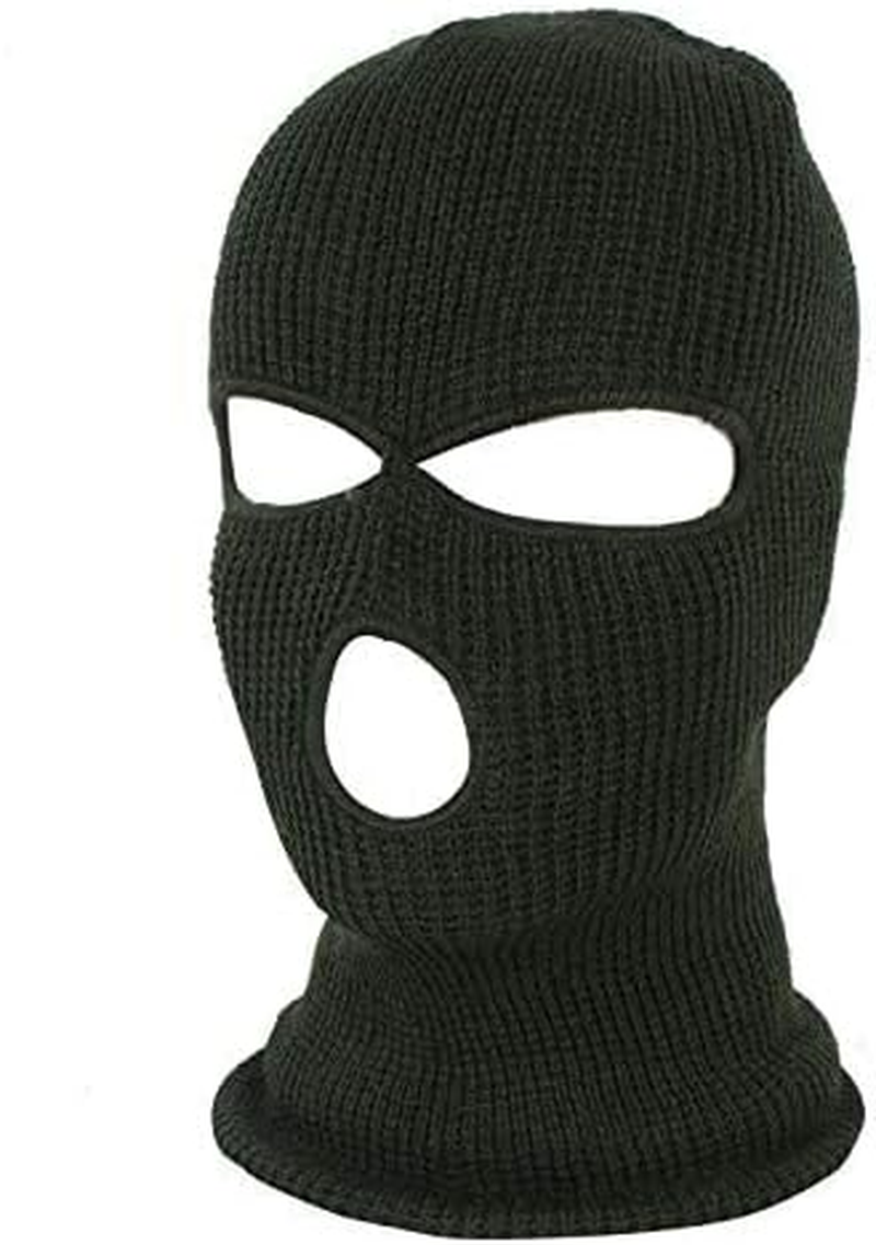 3 Hole Winter Knitted Mask, Outdoor Sports Full Face Cover Ski Mask Warm Knit Balaclava for Adult - Black+Grey image number 5