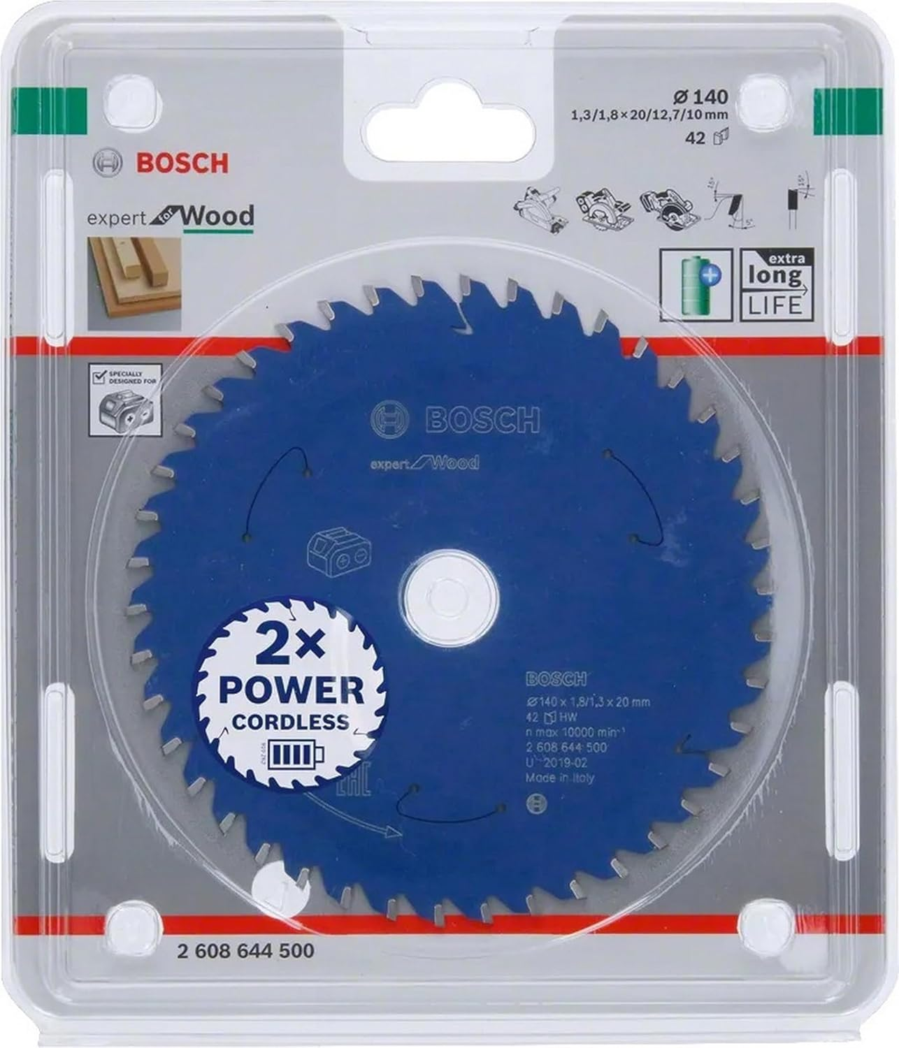 Bosch Professional Circular Saw Blade Expert (For Wood, 140 X 20 X 1.8 Mm, 42 Teeth; Accessories: Cordless Circular Saw), Blue image number 1