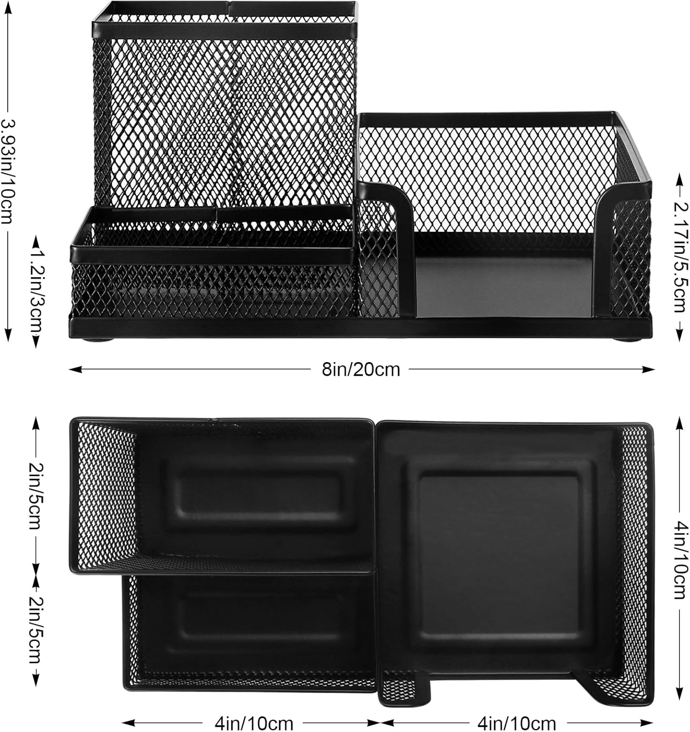 Comix Desk Tidy Mesh Desk Organiser Pen Stand Multi-Functional Metal Holder -B2061(Black) - Black-2Pack image number 5