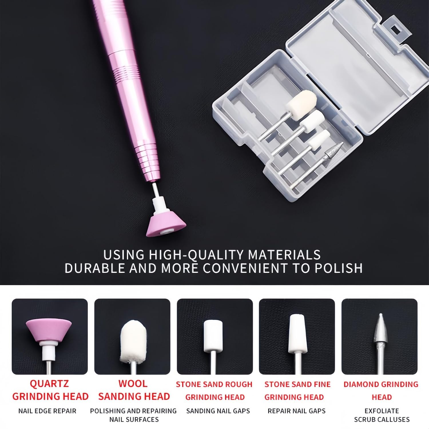 11 Pcs Professional Ceramic Nail Drill Bits Set，For Acrylic Gel Nails, Cuticle Care, Filing & Polishing, Fits Most Efile Machines image number 1