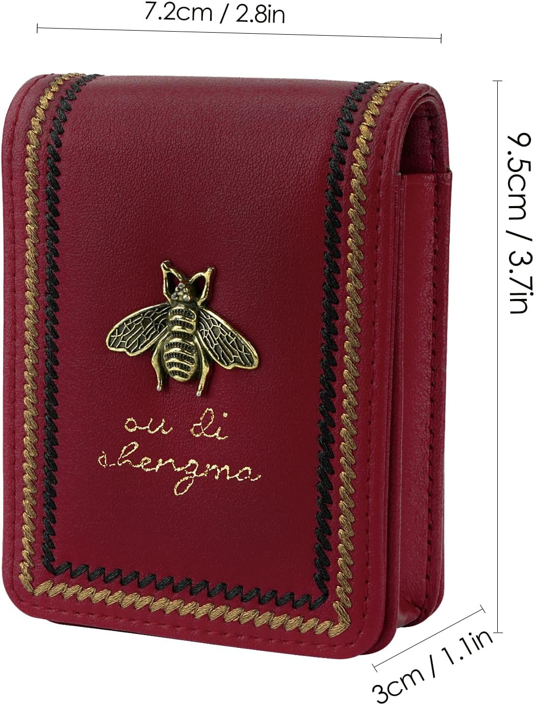 JANKOW Lipstick Case with Mirror for Purse, Mini Holder Purse, Small Cosmetic Bag for Lipsticks, Travel Lipstick Pouch, Portable Makeup Cosmetic Pouch (1Pcs Red) - White image number 3