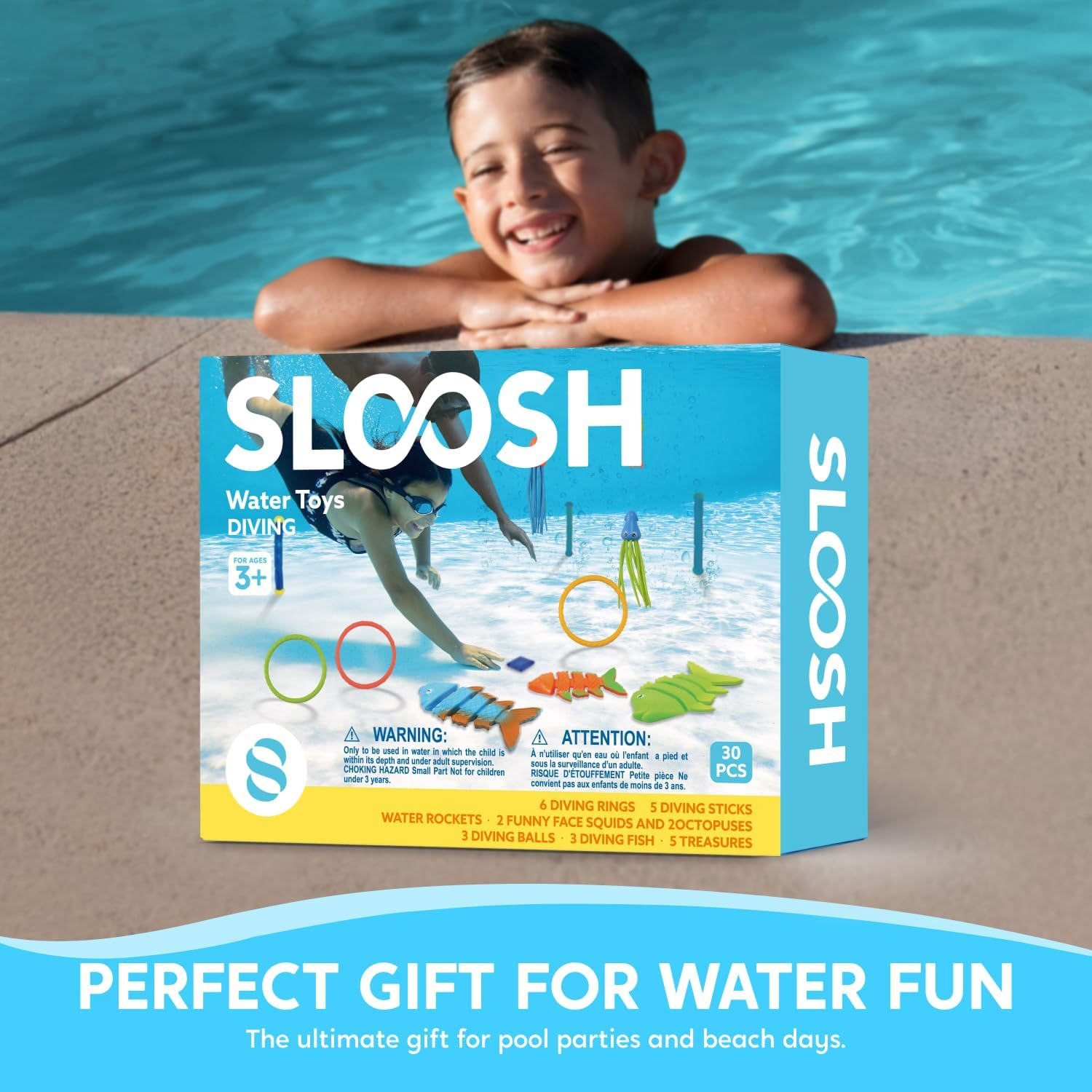 JOYIN 30 Pcs Diving Pool Toys for Kids Ages 3-12 Jumbo Set with Storage Bag Pool Games Summer Swim Water Fishtoys image number 3