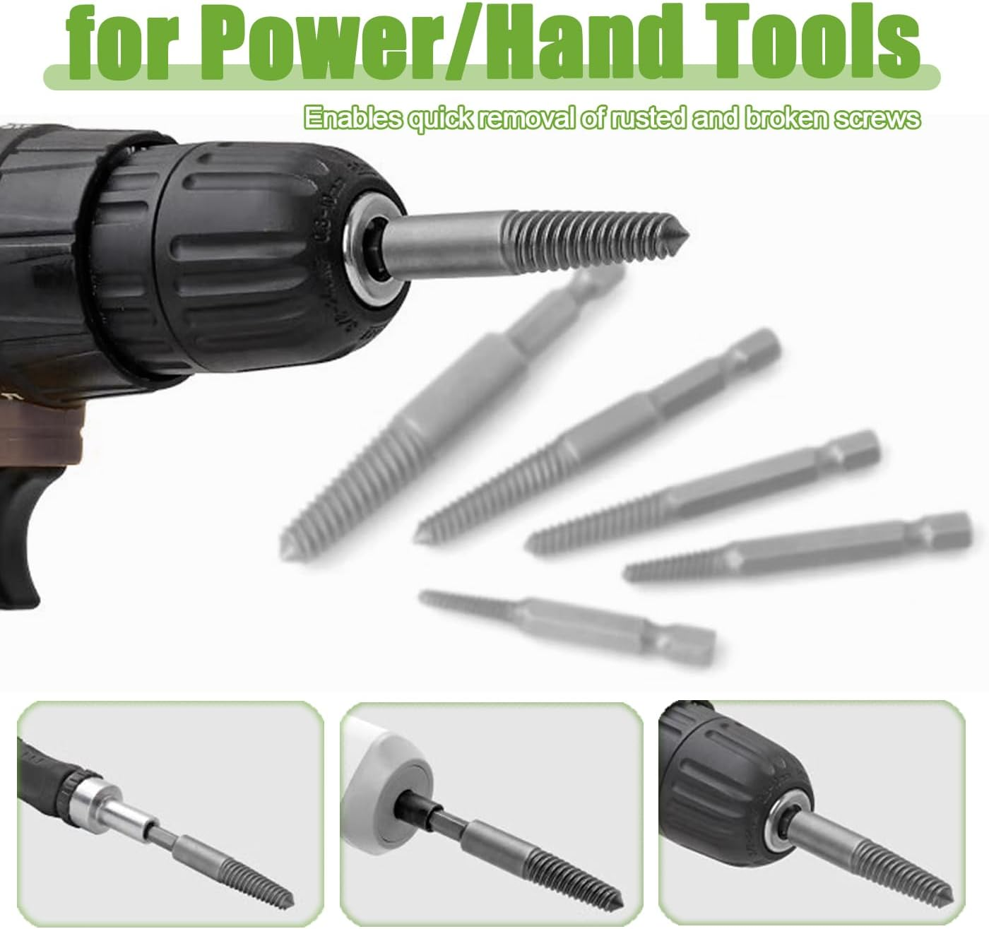 10 Pcs Screw Extractor Set High-Speed Steel Easy Out Broken Bolt Removal Kit Damaged and Stripped Screws Remover Water Pipe Screw and Spiral Removing Tool with 1/4" Hex Shank image number 6