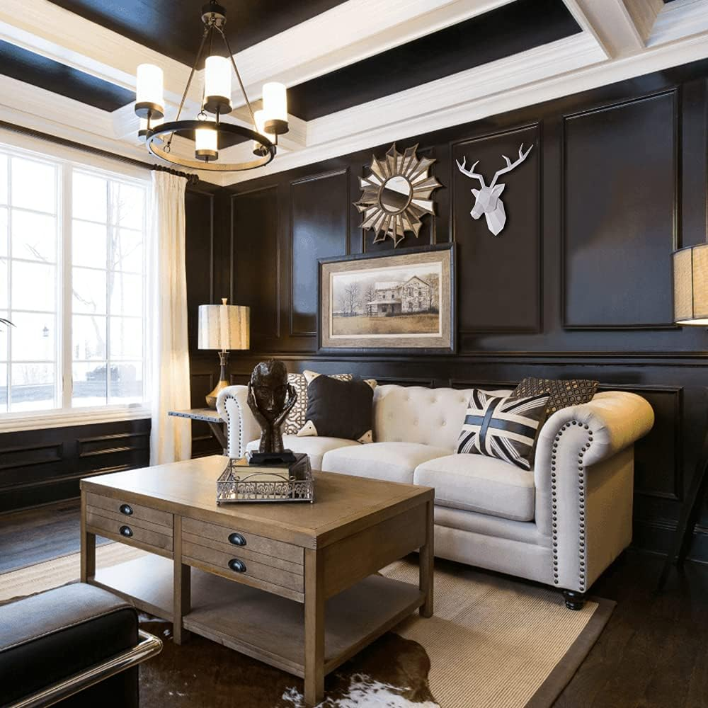 Deer Head Wall Decor Geometrical White Deer Antlers Wall Sculpture Faux Taxidermy Resin Wall Animal Head 19X7X17 Inches