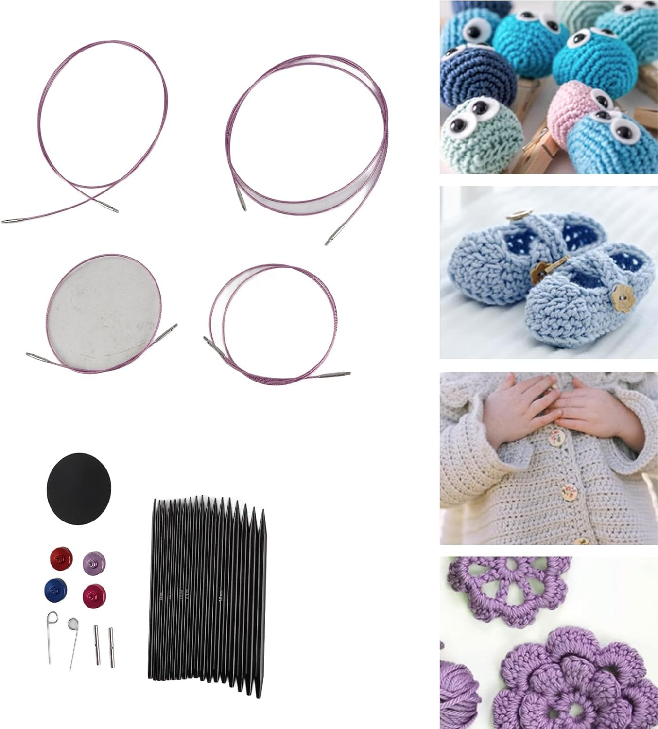 Circular Knitting Needle Set, Interchangeable Circular Needle Set with Storage Bag, 18 Needles Knitting Starter Kit for Crafting, Sewing, Knitting image number 6