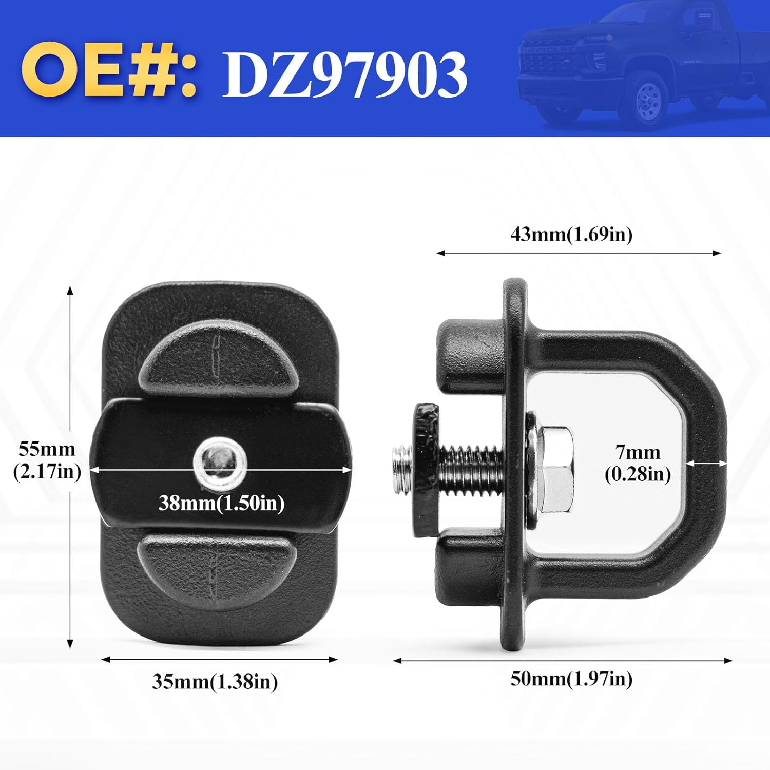 X4XZ DZ97903 Truck Bed Side Wall Tie down Anchors, Bed Cargo Hooks for 2007-2023 Chevy Silverado 1500 2500 3500 Chevy Colorado IGMC Sierra 1500 2500 3500 I GMC Canyon 9PCS image number 4