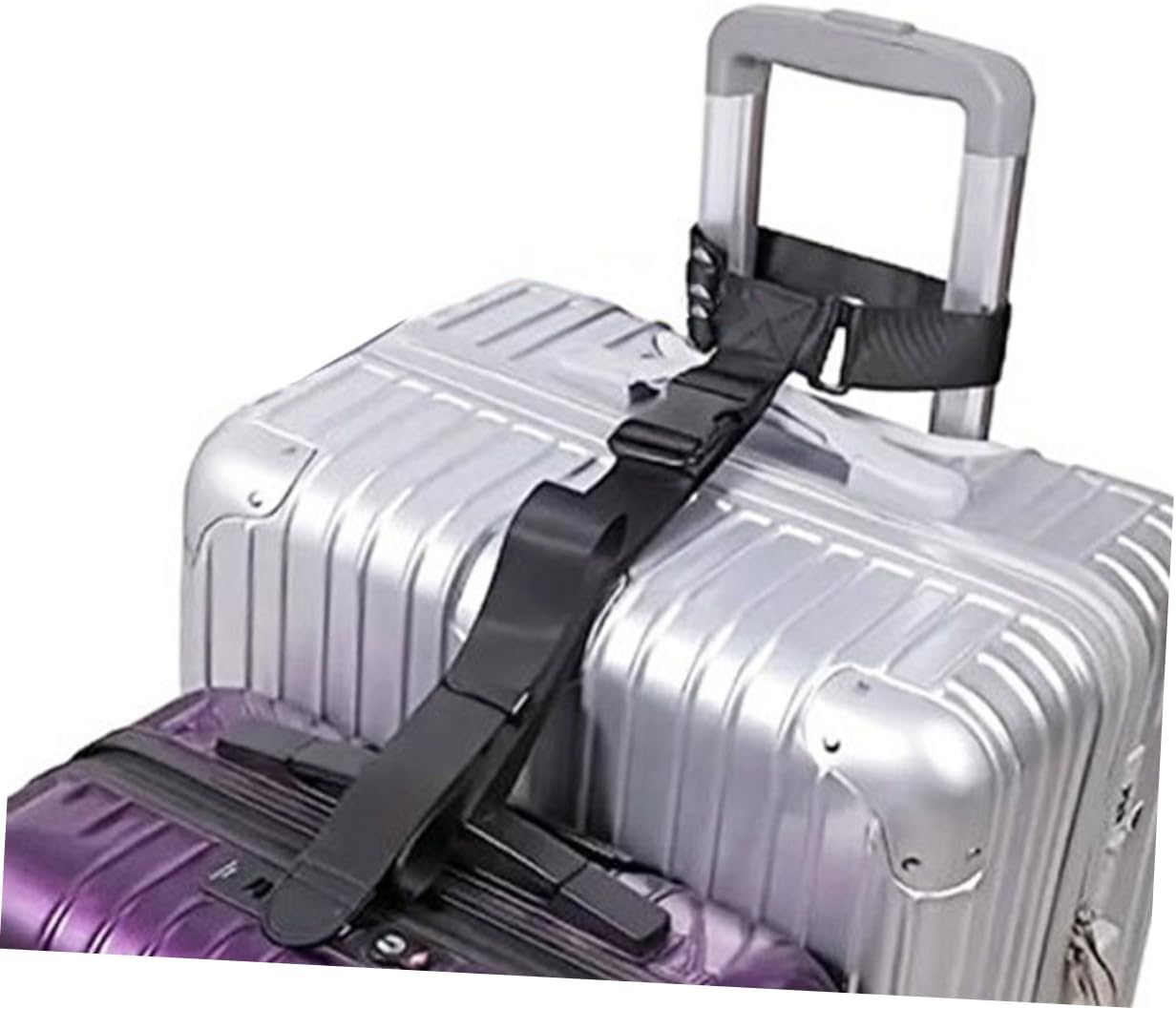 TEMPNAP Adjustable Luggage Connector Strap Lightweight Travel Straps for Suitcases High-Strength Buckle Prevents Detachment Space-Saving Travel Accessories Black Long Short image number 4
