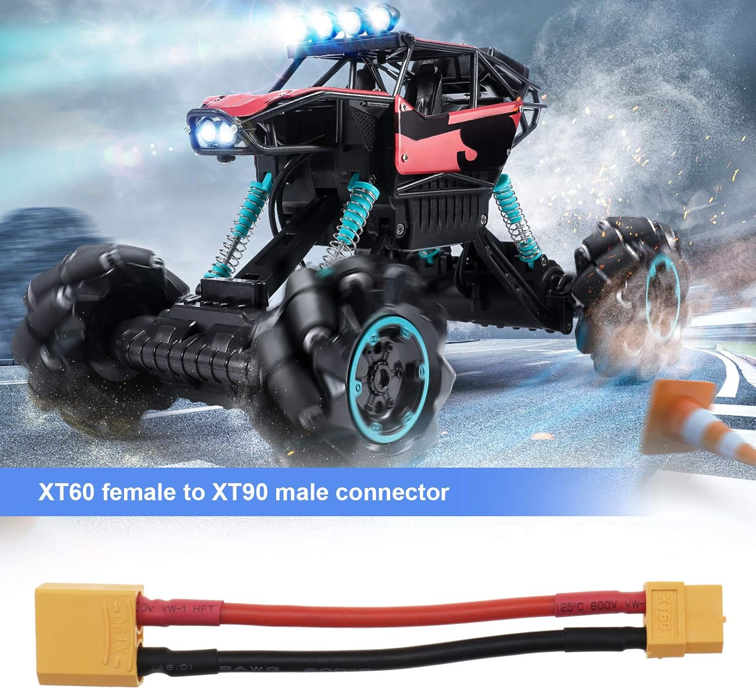 SING F LTD XT90 Male to XT60 Female Conversion Adapter Cable 10Cm/4Inch 12AWG Wire image number 6