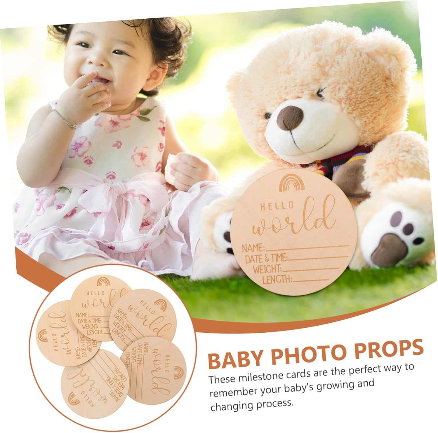 ERINGOGO 5Pcs Newborn Growth Record Cards Announcement Sign for Hospital Keepsake for Shower Photography Cute Tracking Cards image number 2