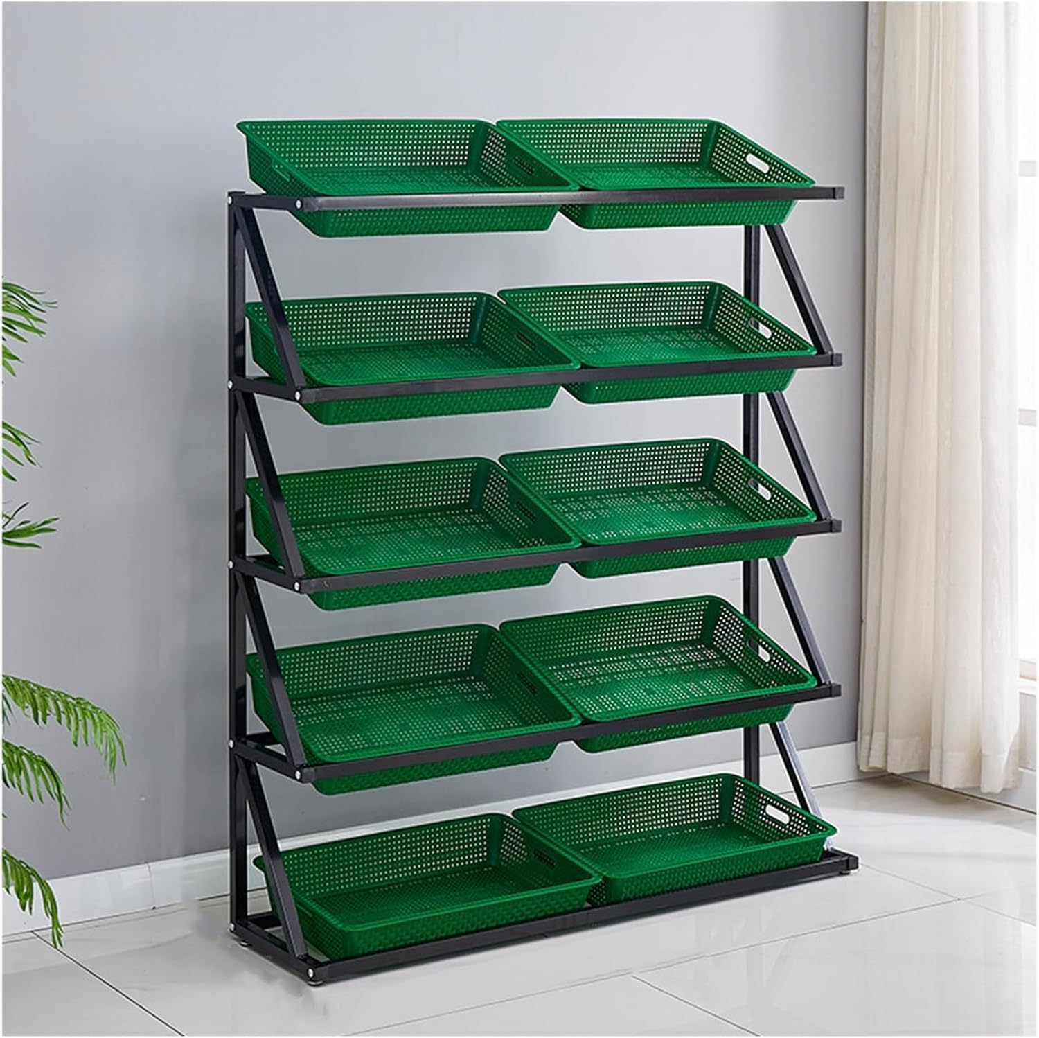 Snack Storage Rack Storage Baskets， Snack Organizer Basket Shelf(Green,120X35X140Cm/47.2X13.8X55.1In) image number 3