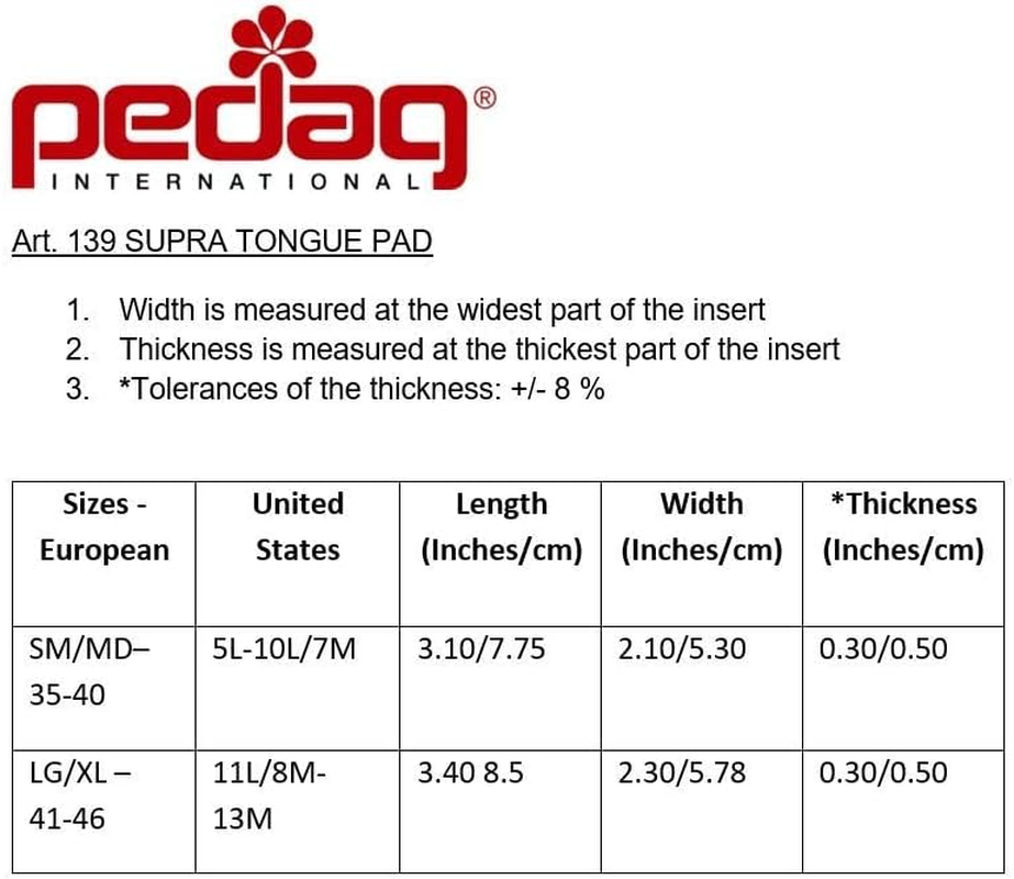 Pedag SUPRA Tongue Shoe Pad | Soft Leather & Memory Foam Shoe Padding - German Handmade, Small/Medium