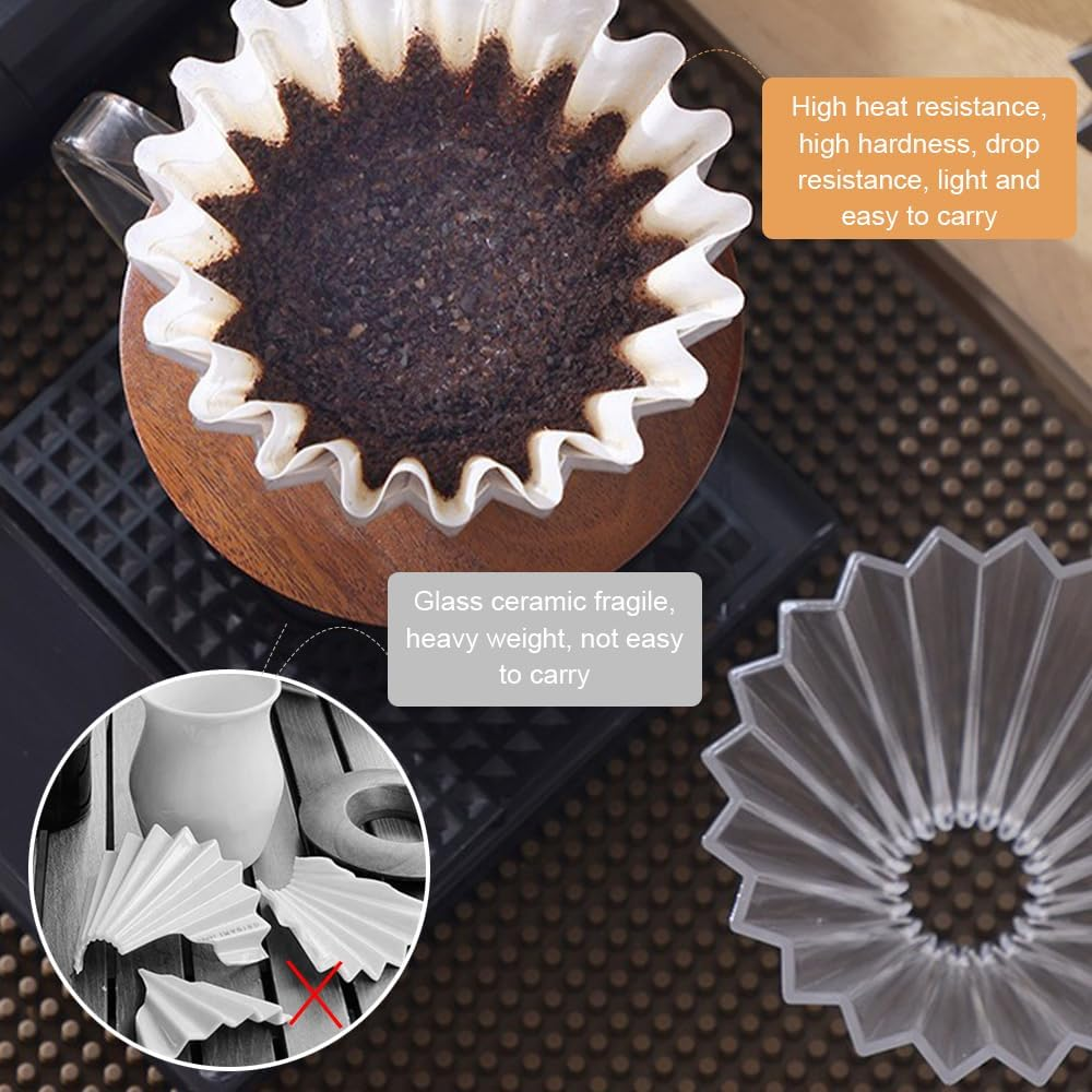 MTSDM Pour over Coffee Dripper, Reusable Portable Resin Coffee Filter with Origami Cone Design, Suitable for V60 Filter Paper, Smooth Drip Coffee Brewing Filter Cone Filter Holder for Camping, Office