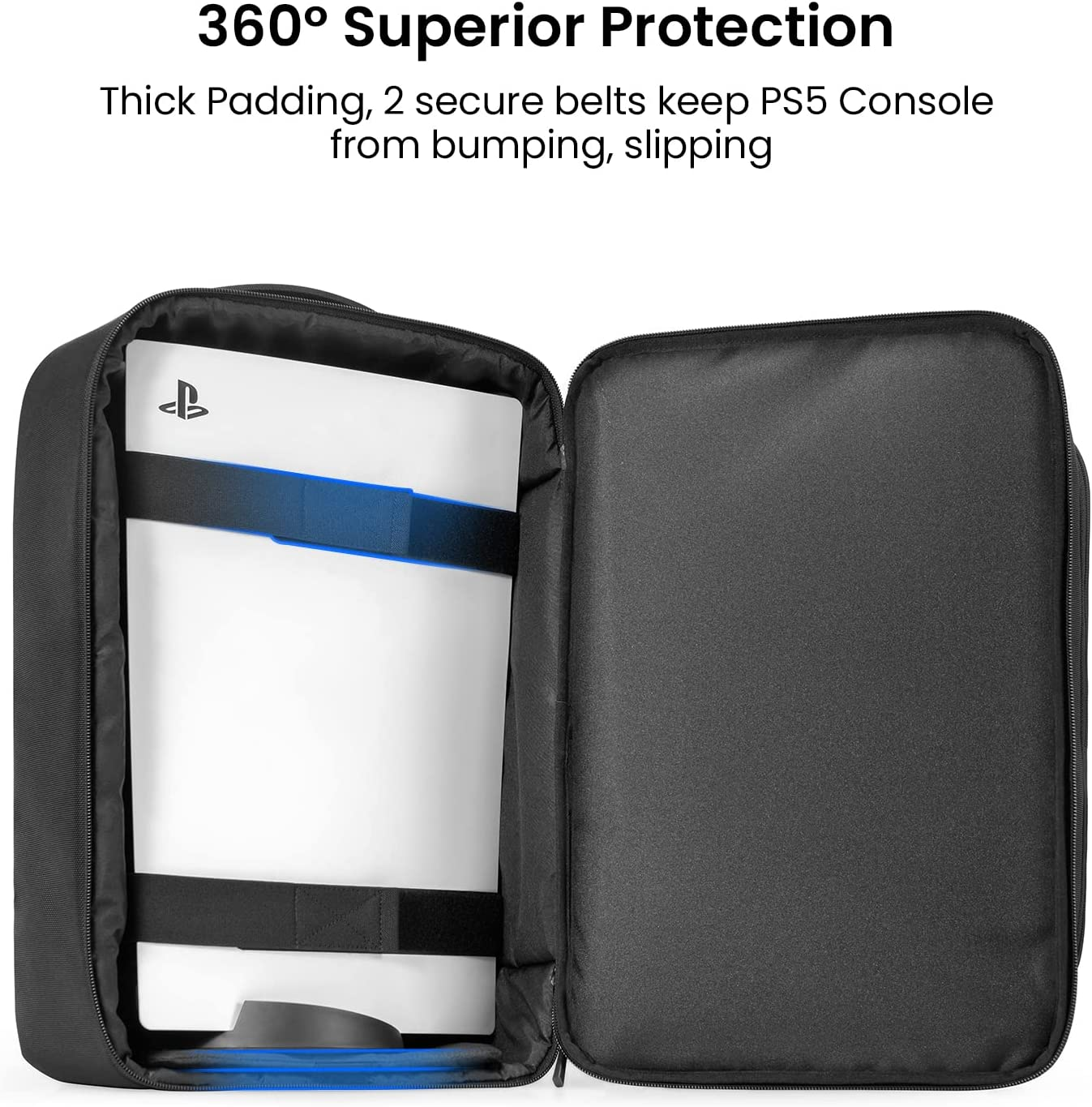 Tomtoc Travel Backpack for PS5 Console, Accessories, Protective Carrying Case Storage Bag Compatible with Sony Playstation 5 Console, Headset, 2 Game Discs, PS5 Controller, Charging Station image number 5