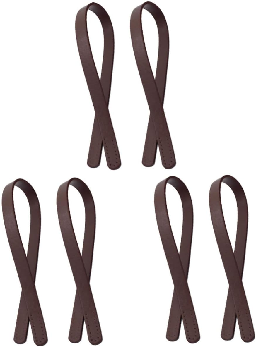 TOPPERFUN 6Pcs Pu Leather Handbag Handles Replacement Strap for Tote Bag DIY Pouch Handstitch Belt for Women Ladies