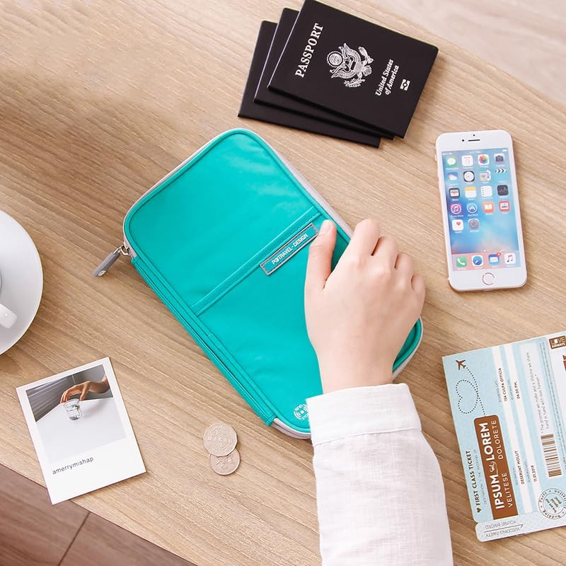 MAOORTY RFID Family Passport Holder Travel Wallet Waterproof Holiday Document Organiser for Credit ID Cards Boarding Passes Flight Tickets Cash Travel Accessories