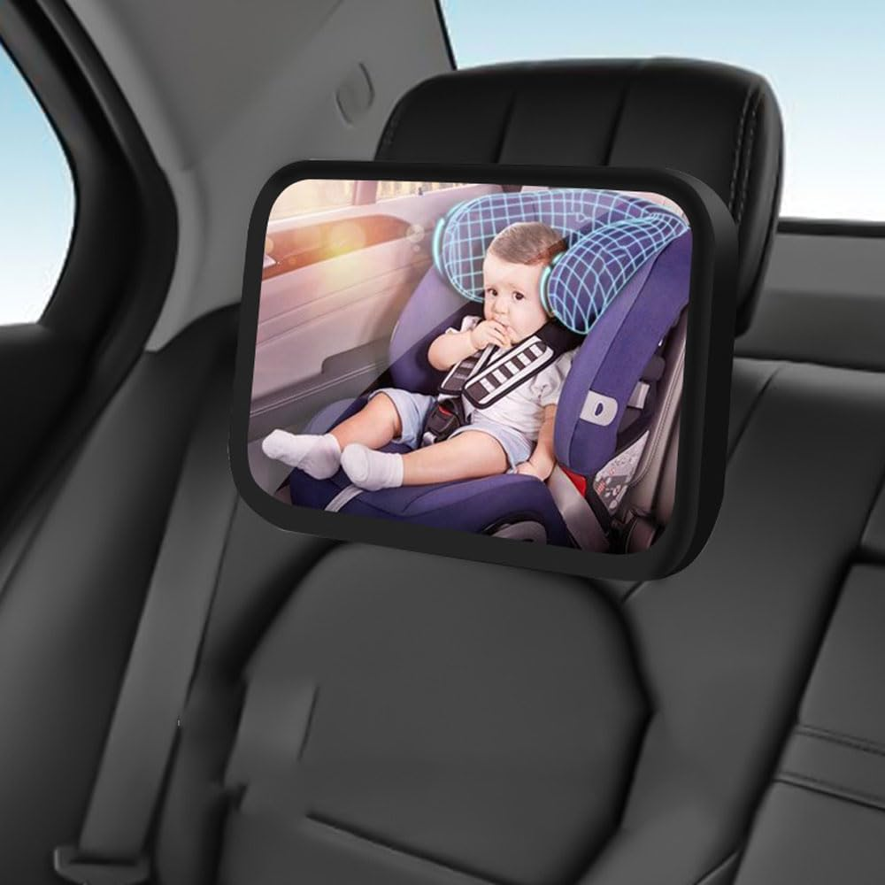 Baby Car Mirror 360&deg; Rotating - Shatterproof Backseat Infant Safety Mirror, Wide Angle Rear View Observation for Toddlers, Universal Fit Vehicle Travel Mirror image number 4