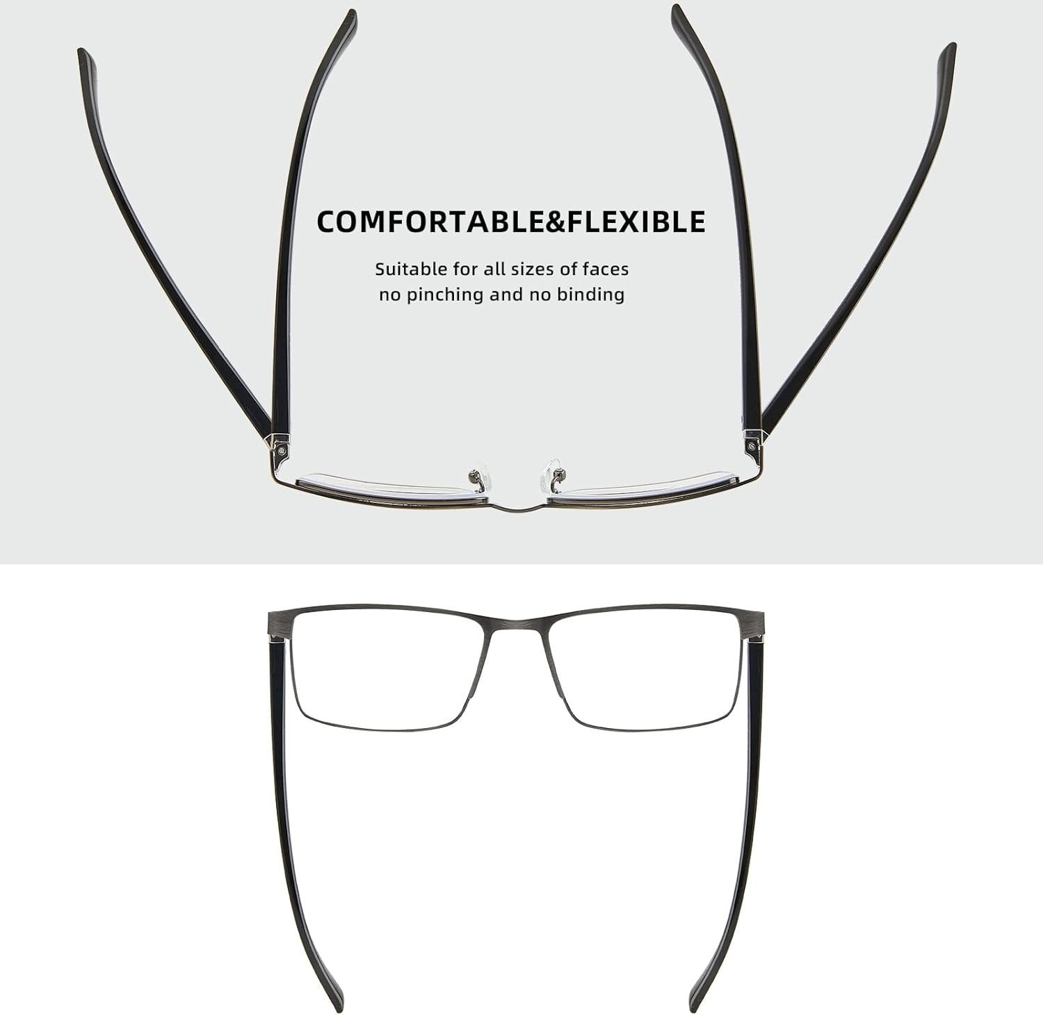 LKEYE Bifocal Reading Glasses Men Blue Light Computer Readers Clear Top Designer Metal Frame Fashion Spring Hinge Eyeglasses - 1.5 Diopters, Black  Anti-Gun image number 1