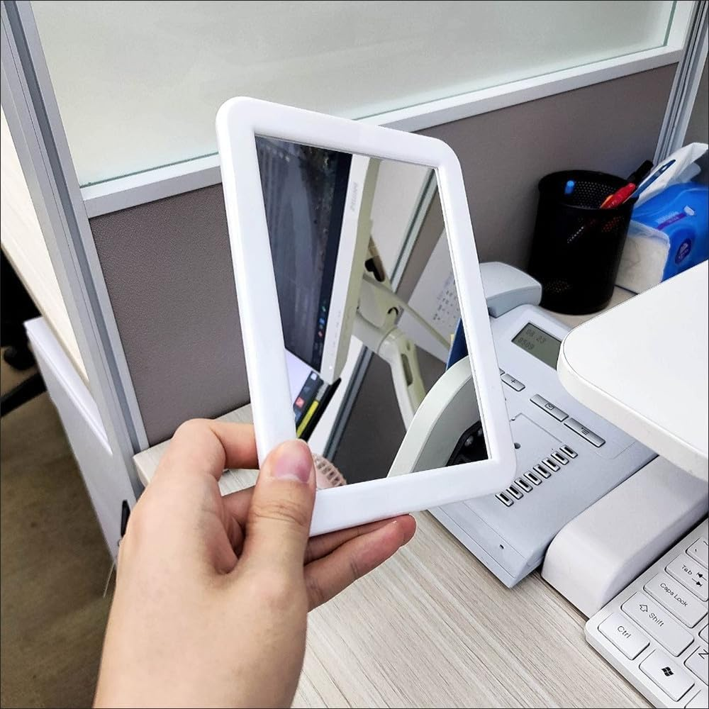 MIHAGUTY Magnetic Locker Mirror, 5" X 7" Small Mirror with Magnetic Backing, Real Glass for School, Bathroom, Household Refrigerator, Office, Home (White) image number 2