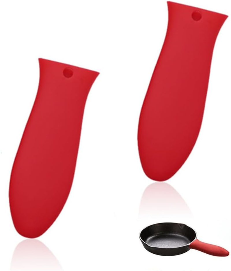Potholder for Cast Iron Skillets, Silicone Hot Handle Holder, Cuicanfla 2 Pcs Silicone Cast Iron Handle Cover Skillet Grip Sleeve Cover for Pans Cookware