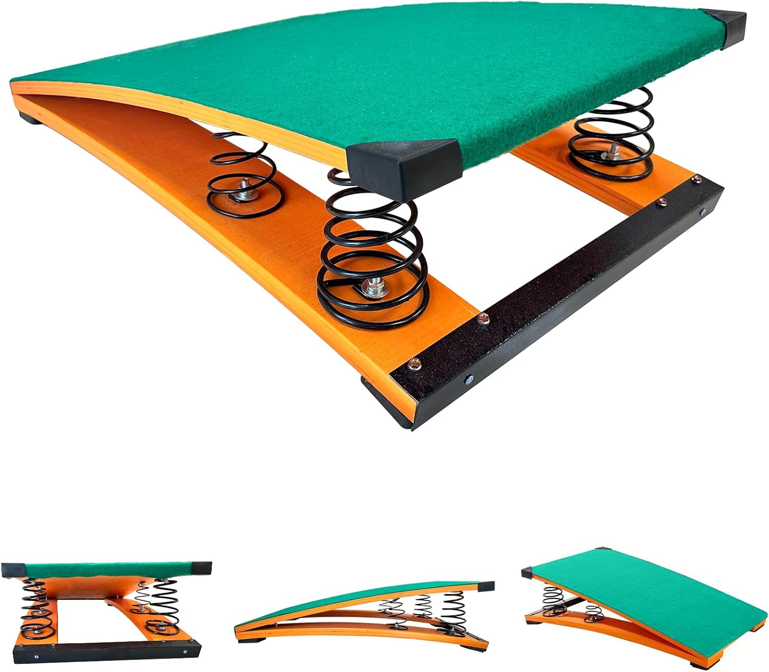 4 Springs Gymnastics Springboard for Kids, 31.5"X19.7" Vaulting Training Spring Boards Gymnastics, Portable Curved Spring Board Gymnastics Vault with Anti-Slip Mat for Outdoor Training - Green image number 6