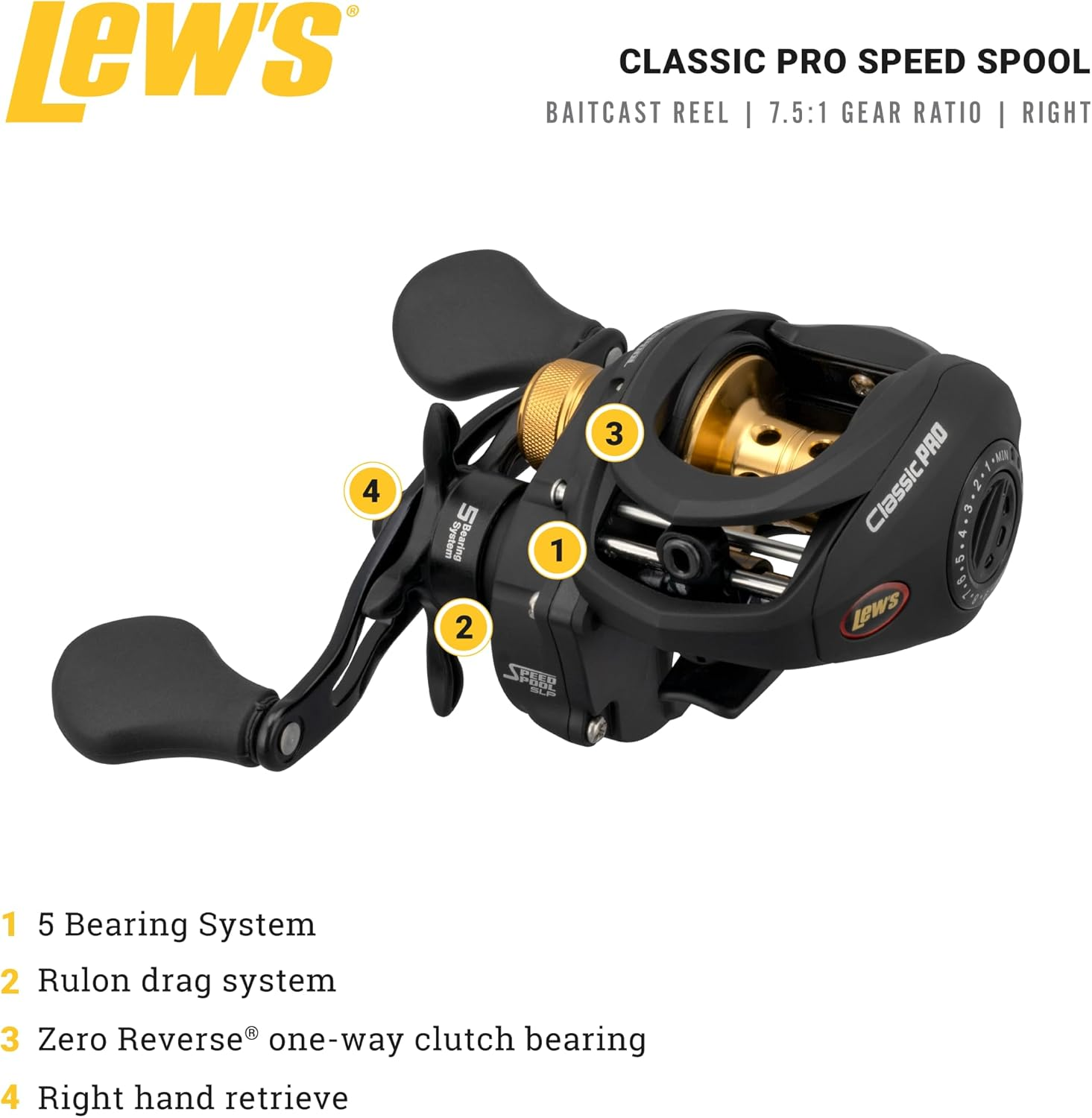 Lew'S Classic Pro Speed Spool SLP Baitcast Reel image number 4