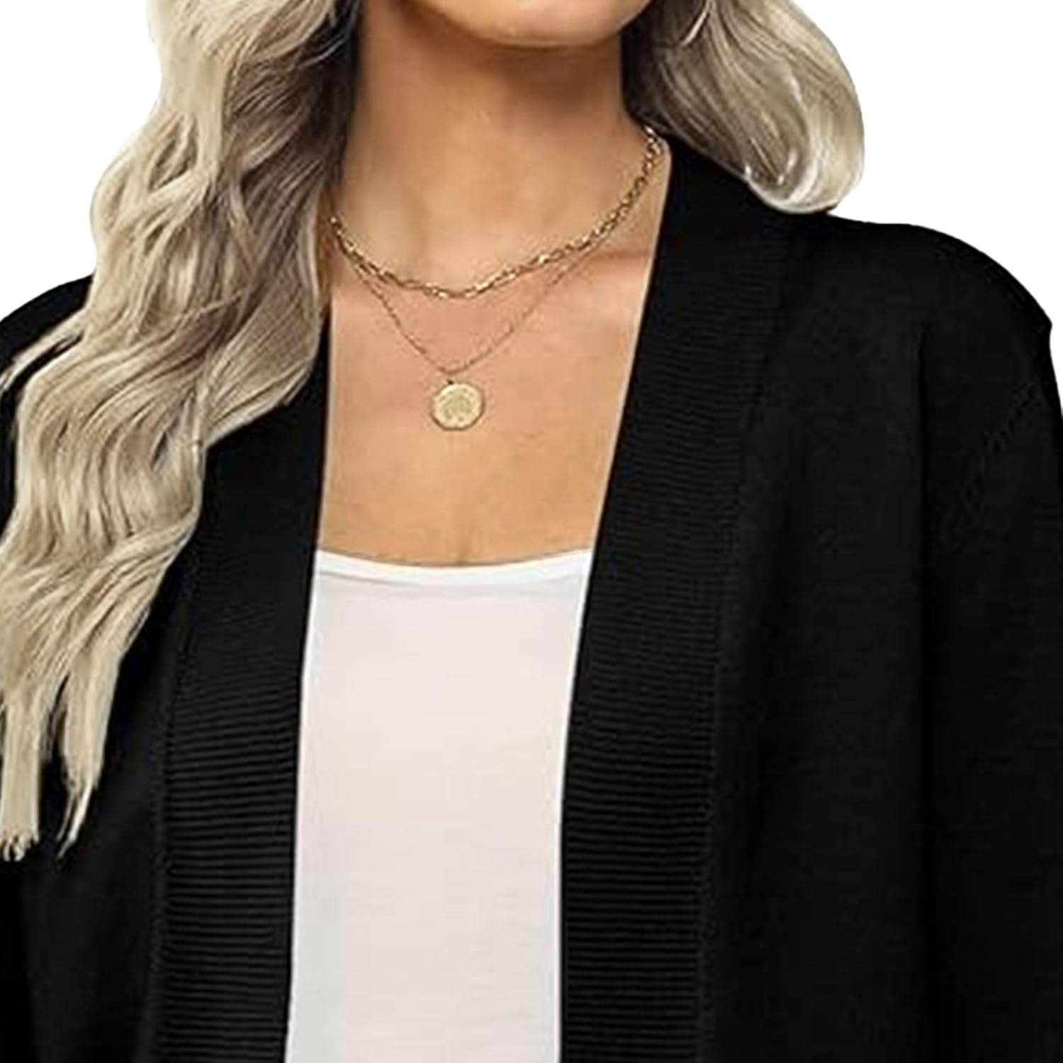 Women'S 3/4 Sleeve Cardigan Knit Sweaters Cropped Open Front Shrug Bolero Lightweight Cardigans 2025 Trendy image number 1