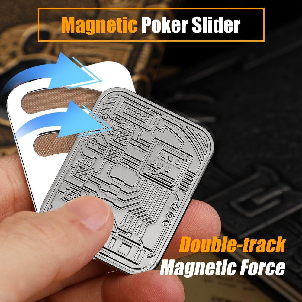 Magnetic EDC Fidget Coin Toy, Cool Sensory Manually Rotate Toy Birthday Present for Boys Girls, Metal Poker Fidget Slider Card, Home Office Classroom Tabletop Desk Decor for Adults Teens image number 3