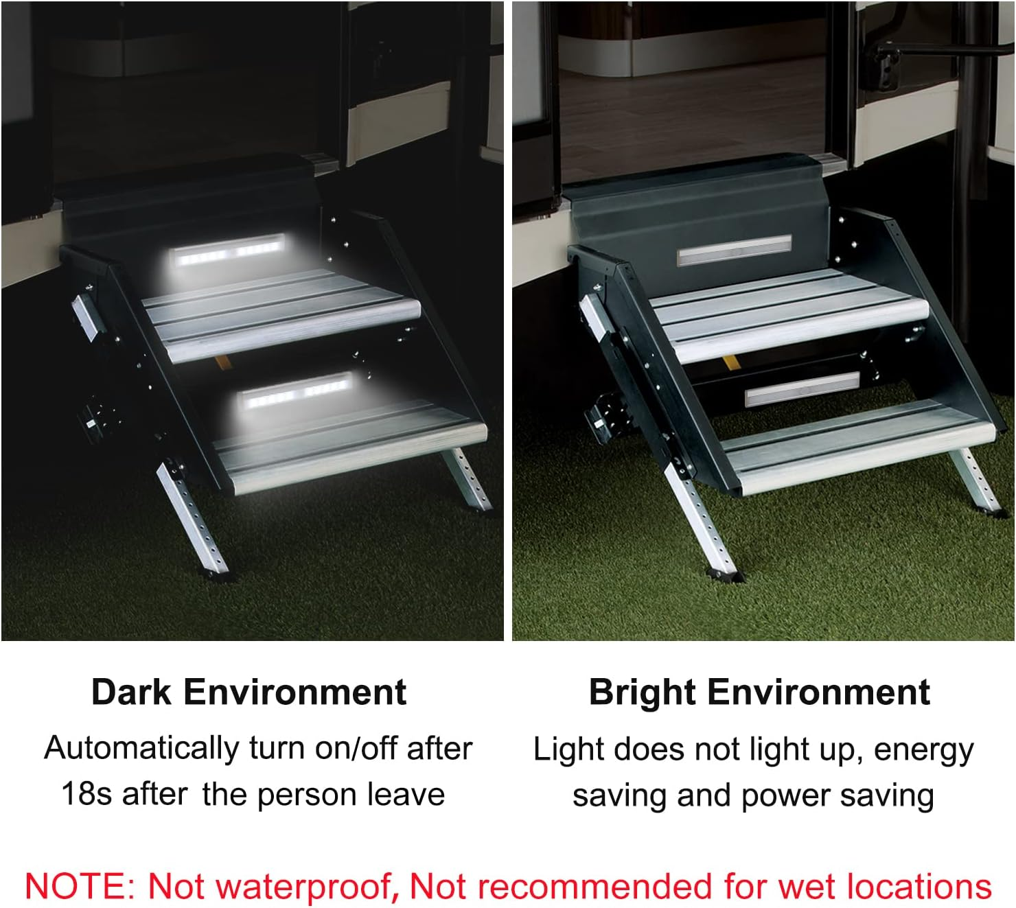 Motion Activated RV Step Lights, 10 LED Battery Operated Motorhome Motion Sensor Led Light Strip, Magnetic Night Light Bar for Motorhome Travel,Travel Trailers, Camper (2 Pack) image number 1