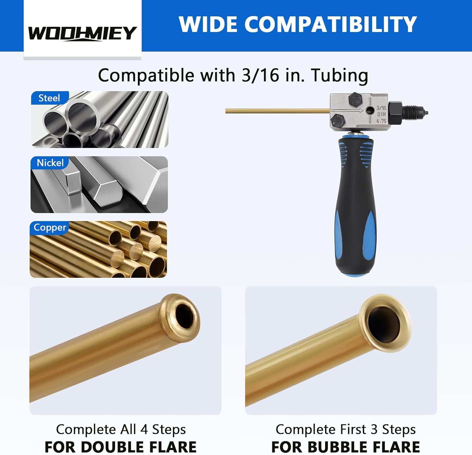WODHMIEY 3/16In Double Flaring Tool, Metal Handheld Brake Line Double Flare Tool, for Motorcycle Automotive Truck image number 6