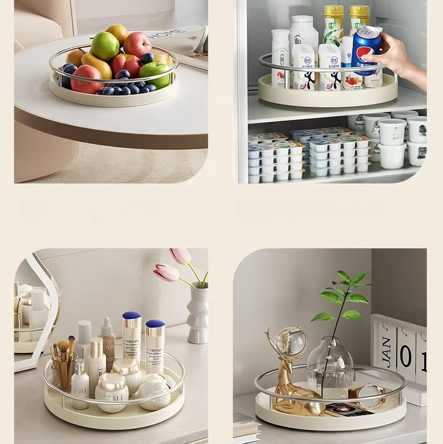 360&deg; Rotating Lazy Susan Organizers,Turntable Spice Rack Organisers,10In Non-Slip Multifunctional Spice Rotating Storage Rack for Kitchen,Pantry, Table,Bathroom,Closet Organizers image number 5