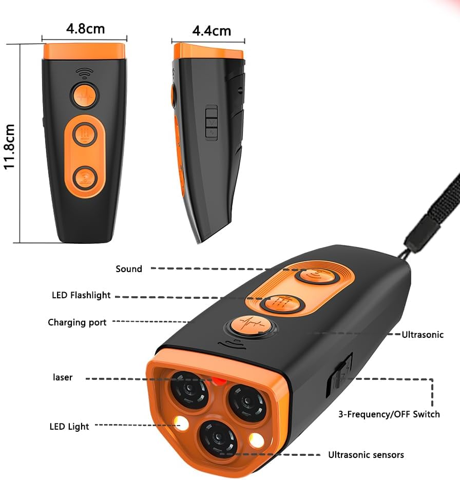 Velmoriah Dog Bark Deterrent Devices, 2025 New Ultrasonic anti Barking Device with 450Mah Battery, 15M Range, 3 Modes, Dual LED Light, Safe & Effective No Barking Device for Medium & Large Breeds image number 4