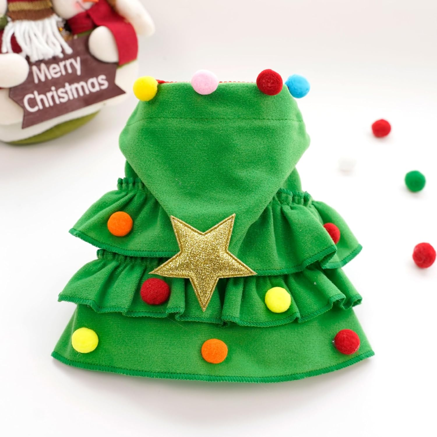 Pet Christmas Clothing Elf Clothing Cat Cloak Dog Clothing Little Cat Cloak Christmas Tree Little Dog Cat Pet (Green, L) image number 6