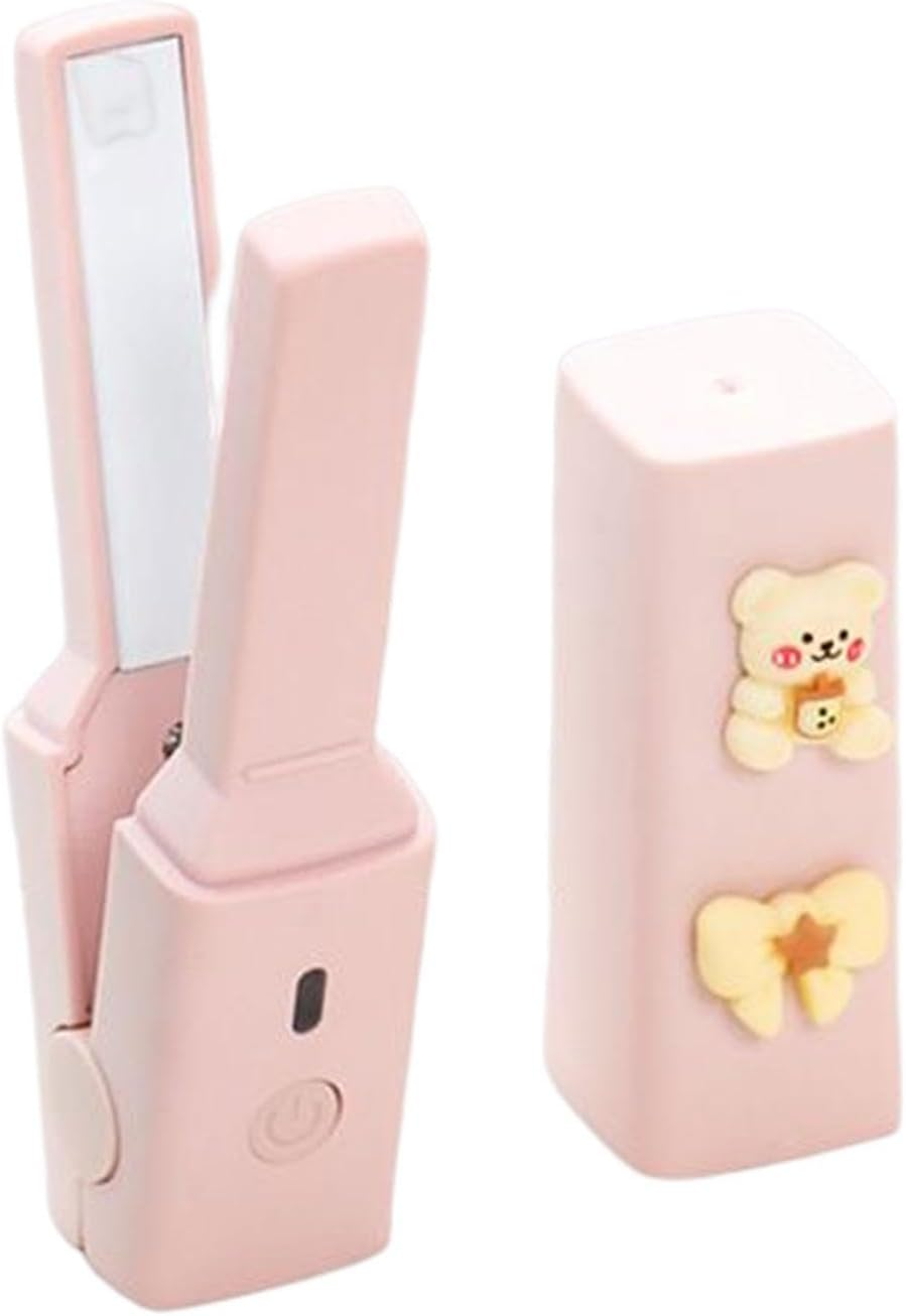 Flat Iron USB Powered Small Travel Curling Iron | Short Hair Tension Curling Wand 2 in 1 Short Hair Straightener, Portable Anti-Scald Straightener for Straightening Cheve