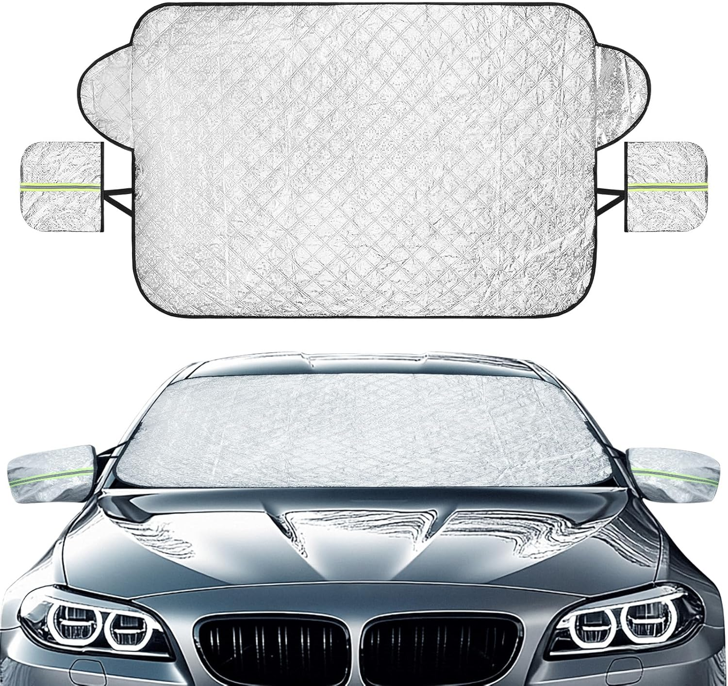 Windshield Cover for Cars, Car Window Shade, Car Sun Shade, Foldable Oxford Cloth Cover with Earmuffs, Snow and Ice Shield, UV Sunshade, Dust, Grit, Bird Droppings for Car SUV Vans Pick-Up Trucks image number 6