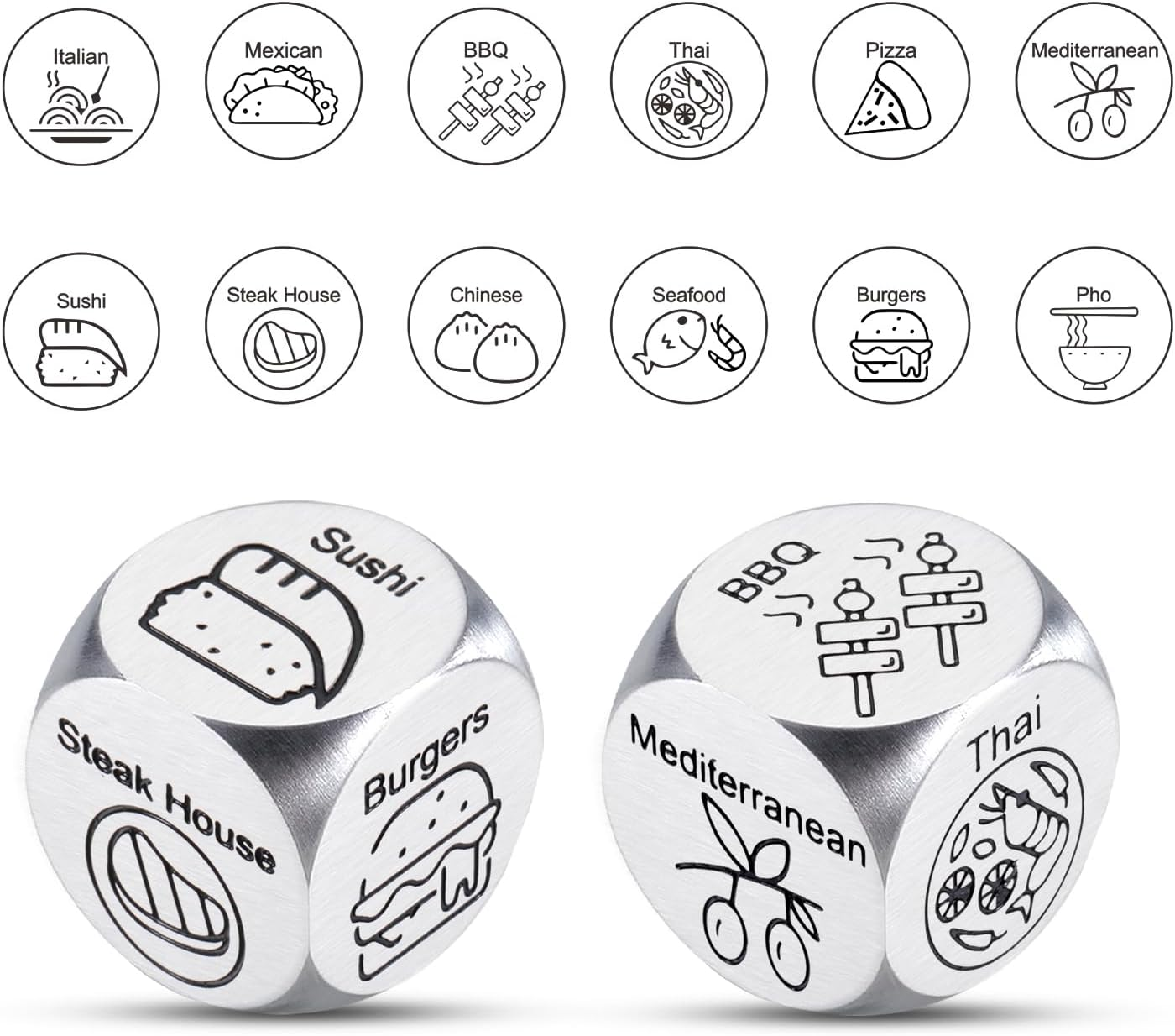 11Th Anniversary Steel Gifts- Date Night Ideas for Couples Iron Gifts for 11Th Anniversary 11 Year Wedding for Her Him Food Decision Dice Christmas Birthday Gifts for Boyfriend Husband