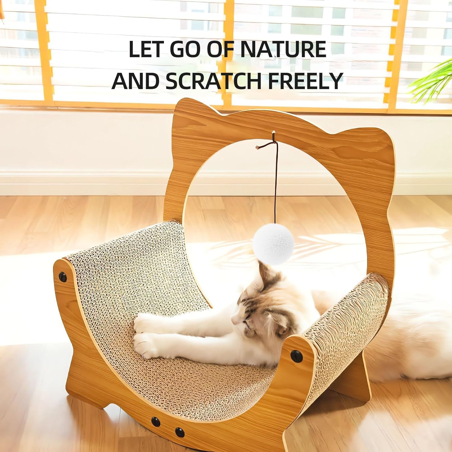 Boutsady Upgrade 2 in 1 Cat Scratcher Board, Lounger and Fun Interactive Scratch Pad, Heavy Duty Corrugated Cat Scratching Pad for Indoor Cats of Small Medium Size (Extra Large)