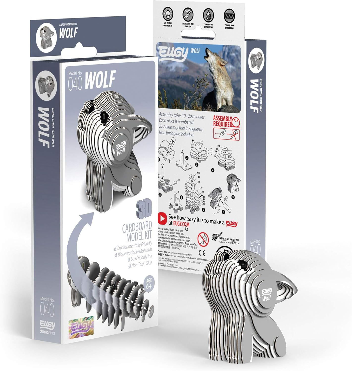 EUGY 040 Wolf 3D Puzzle - 24 Piece Eco-Friendly Educational Toy Puzzle for Boys, Girls & Kids Ages 6+ image number 5