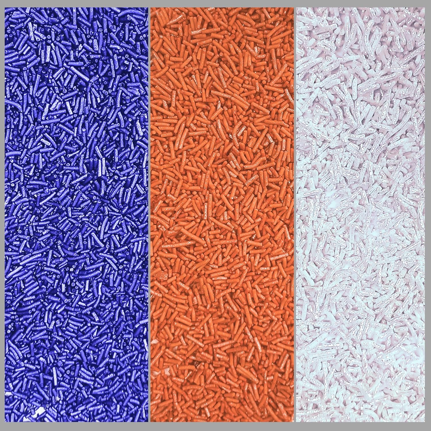 Confect Vermicelli Sprinkles for Baking & Cake Decorative Vermicelli Sprinkles Assorted Pack of 5 Feast of Fears Vermicelli Sprinkles Mix Sliver, Orange, Irish Purple, Black & Lime Green - 3.5Oz image number 3