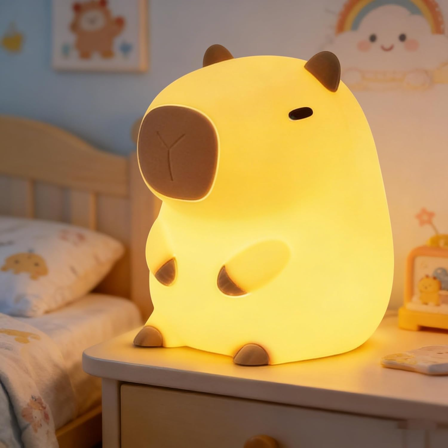 Lying Flat Duck Night Light,With Blind Box Duck Gift, Cute Squishy Silicone Existential Crisis Duck Lamp, Animal Nursery Nightlight, Dimmable/Rechargeable Bedside Touch Lamp,Baby Kids Room Decor