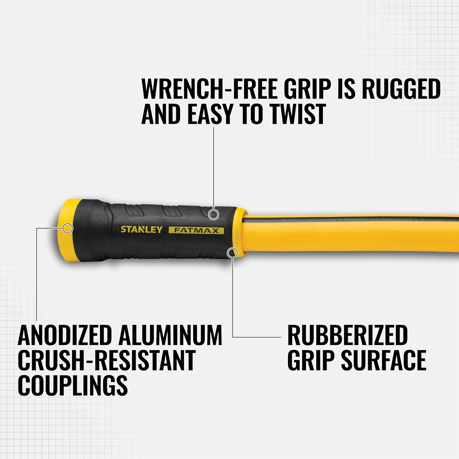 Stanley Fatmax Professional Grade Water Hose, 50' X 5/8", Yellow 500 PSI image number 3