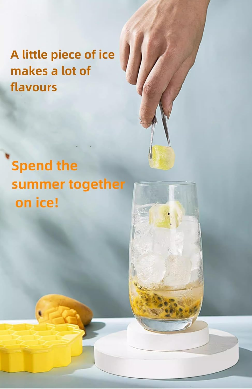 2-Piece Silicone Honeycomb Ice Cube Tray - Perfect for Whiskey, Tea, Chilling Cocktails, Coffee, Candy, Chocolate, Fruit, and Complementary Feeding for Infants