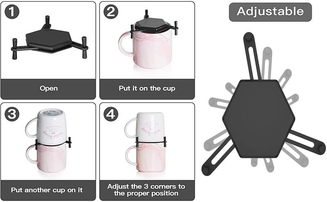 6Pcs Coffee Mug Holder, Stackable Coffee Cup Organizer, Adjustable Drinkware Stacker Organizer for Cabinet,Expandable Storage Organizer for Tea Cup and Coffee Mugs image number 3