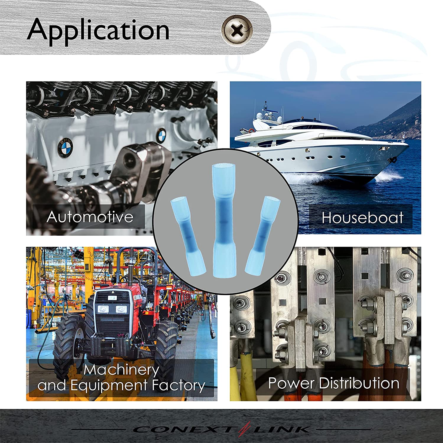 Conext Link BCHS-B25 Series Heat Shrink Butt Connector 25 Pack 16-14 Gauge Blue image number 1