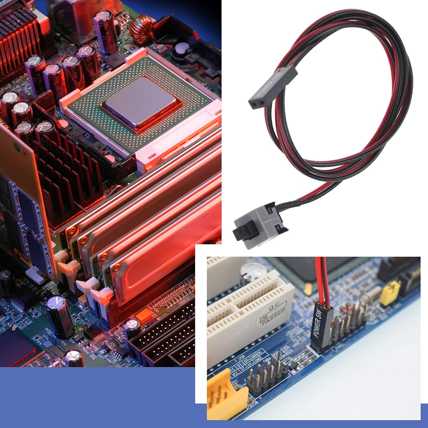 Emsea 5Pcs ATX PC Computer Motherboard Switch On/Off/Reset Power Cable 50Cm image number 4