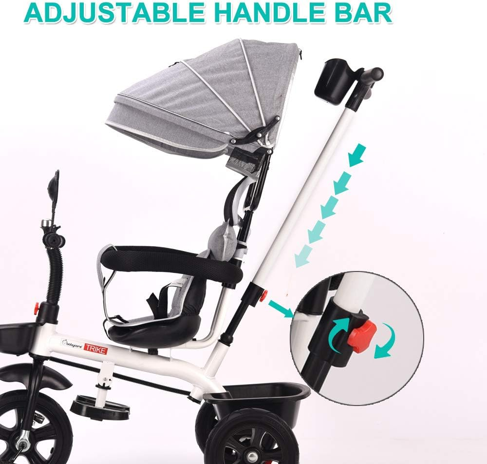 4 in 1 Baby Walker Kids Trike Tricycle Bike Children Bicycle Ride on Toy Safety Fence Adjustable Seat Handlebar image number 3