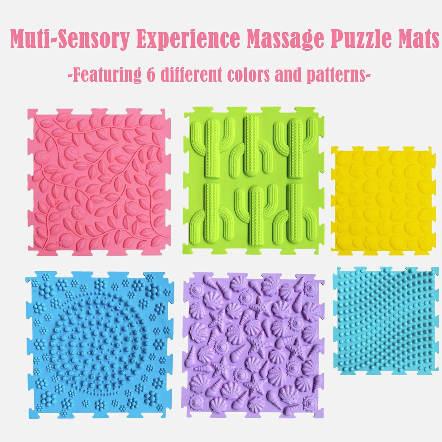 Massage Puzzle Floor Mats Orthopedic Game Mat Multicolor Silicone Training Mat Textured Sensory Play Mat Tiles for Kids and Adult,Autistic Children image number 4