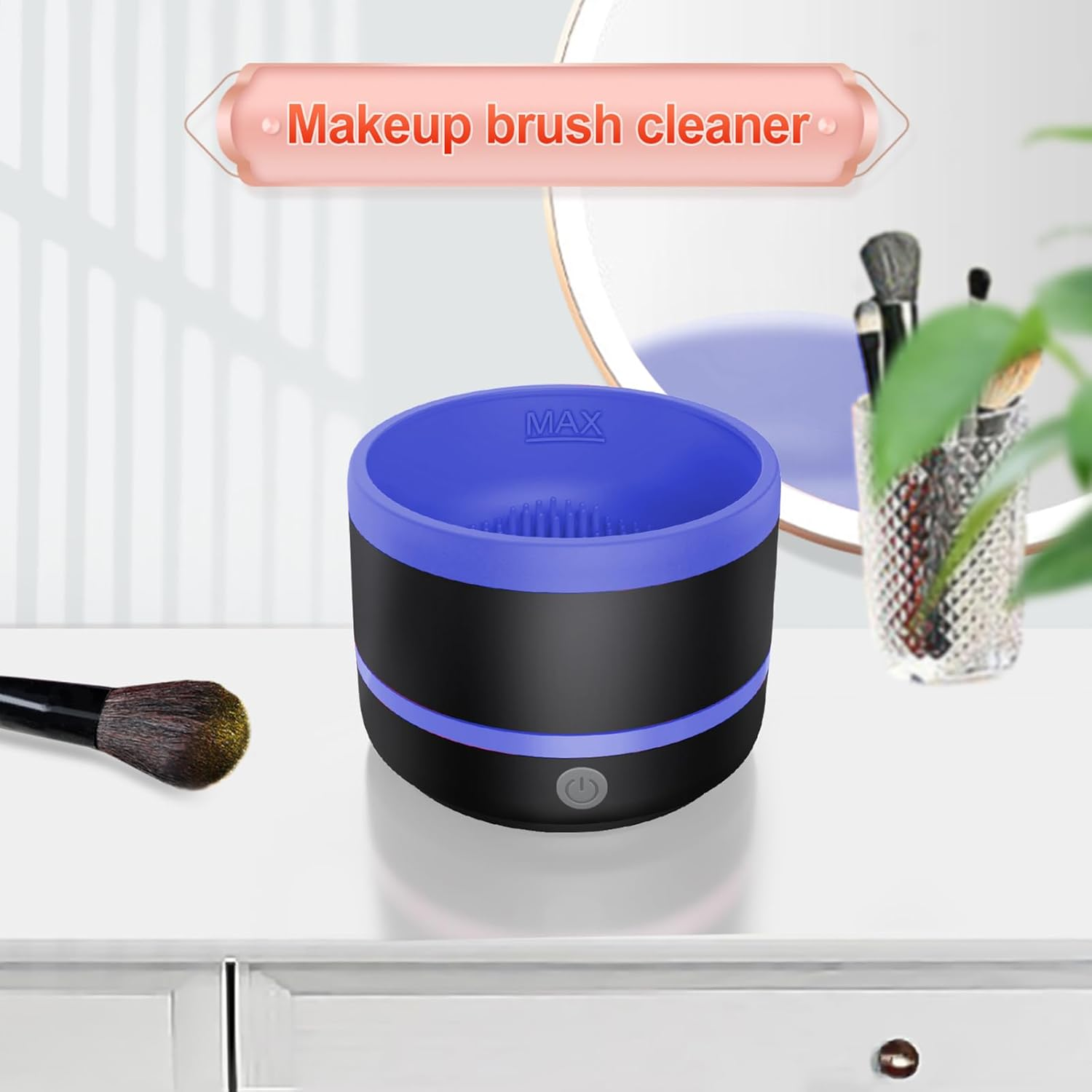 Roseflower Makeup Brush Cleaner, Automatic Makeup Brush Cleaners, Rotating Multifunctional Deep Cleaning Machine for Makeup Brush Makeup Tool- Effective Cleaning - C04 image number 4